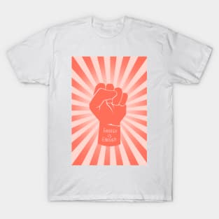 red/coral raised fist retro vintage | enough is enough T-Shirt